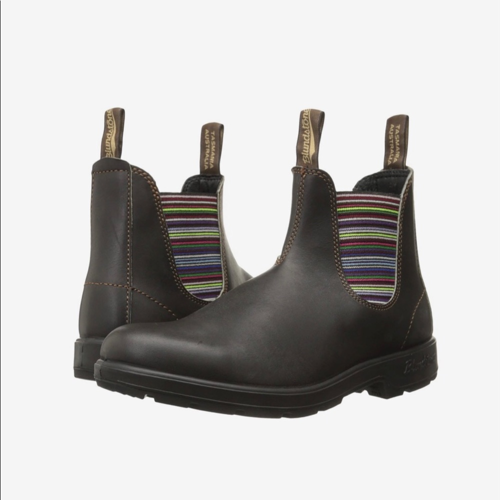 Classic Blundstone 1409 Striped Brown Chelsea Boot. Size US 8. New in box.